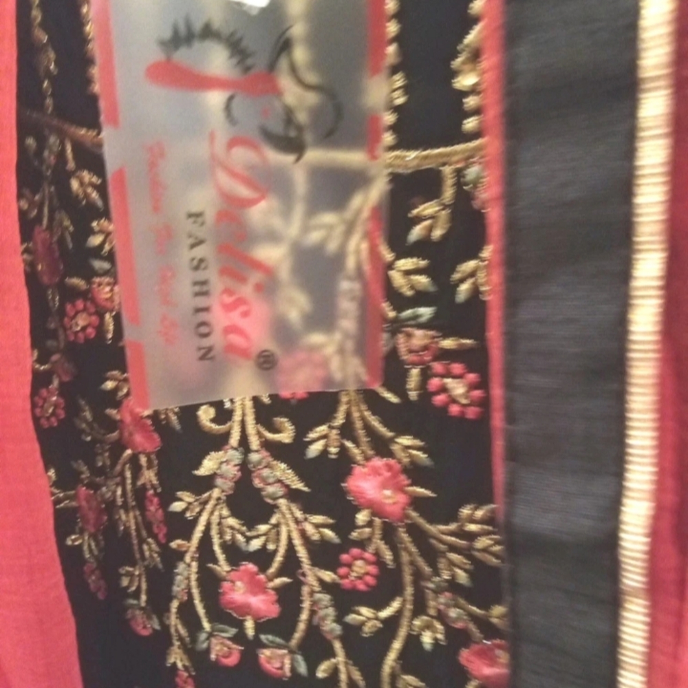 Black and Gold Embroidered Fabric